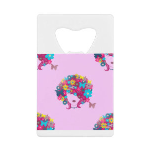boho floral afro credit card bottle opener