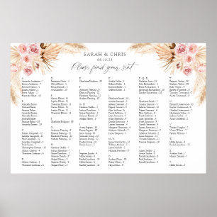 Boho Floral Alphabetical order seating chart