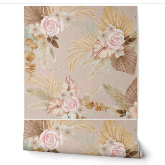 "Boho Floral and Greenery Wallpaper - Elegant Rose