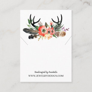 Boho Floral Antlers Necklace Pendant Display Card