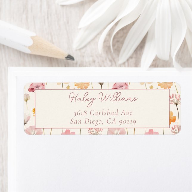 Boho Floral Aquarelle Fleur sauvage Adresse (En situation)