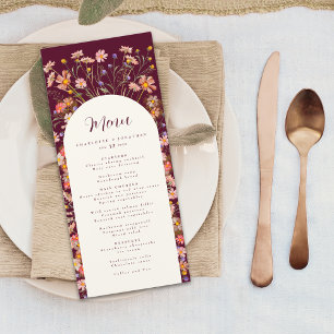 Boho Floral Arch Fall Burgundy Wedding Menu