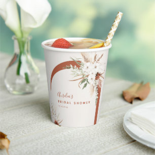 Boho Floral Arch Paper Cups