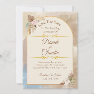 Boho Floral Arch Save the Date – Elegant Wedding  Invitation