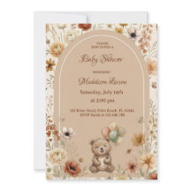 Boho Floral Arch Teddy Bear Gender Neutral Cream