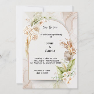 Boho Floral Arch Wedding Invitation