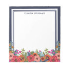 Boho Floral Arrangement - Navy Blue & White - Name