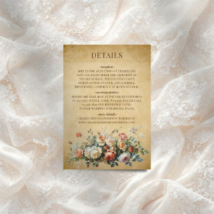 Boho Floral Arrangement Old Paper Enclosure Card