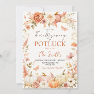 Boho Floral Autumn Thanksgiving Potluck Invite