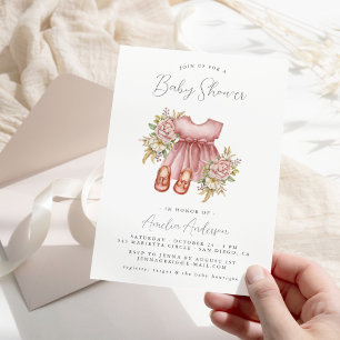 Boho Floral Baby Girl Douche Invitation