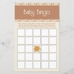 Boho Floral Baby Shower Bingo Game