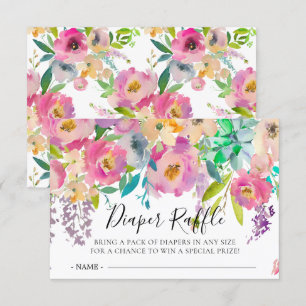 Boho Floral Baby Shower Diaper Raffle Ticket Invitation
