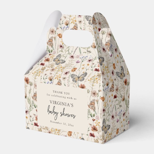 Boho Floral Baby Shower Favor Box (Front Side)