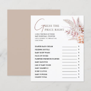 Boho Floral Baby Shower Guess The Price Right Game