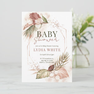 Boho Floral Baby Shower, Pampas Grass Baby Shower Invitation