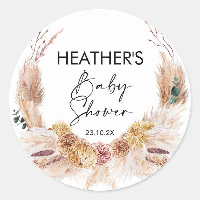 Boho Floral Baby Shower Sticker (Front)