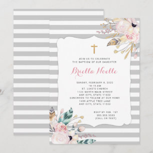 Boho Floral Baptême ou invitations à la première c