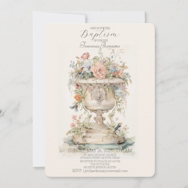 Boho Floral Baptism Invitation (Front)