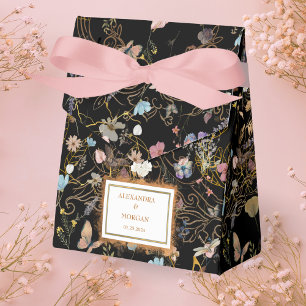 Boho Floral Black Butterfly Garden Wedding Favor Box
