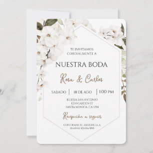 Boho Floral Blanc Faire-part de mariage espagnol