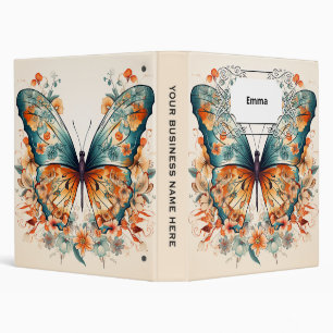 Boho Floral Blossom Butterfly Meadow Watercolor Binder