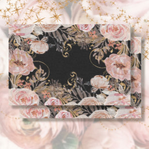 BOHO Floral Blush Pink Rose Gold Foliage Decoupage Tissue Paper