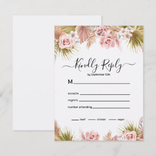 Boho Floral Border RSVP Card