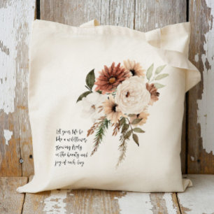 Boho Floral bouquet personalized quote Tote Bag