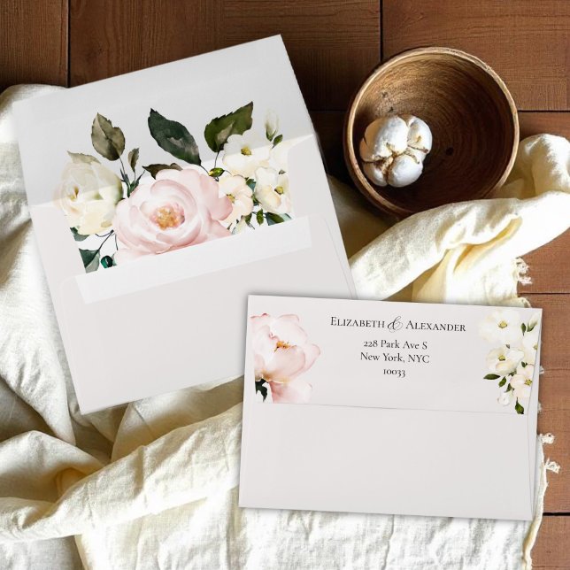 Boho Floral Bouquet Wedding Return Address Envelope (Creator Uploaded)