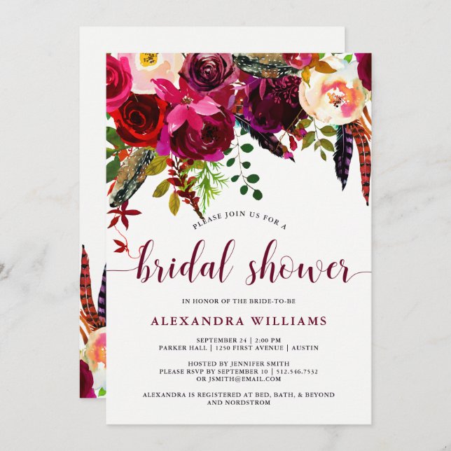 Boho Floral | Bridal Shower Invitation (Front/Back)
