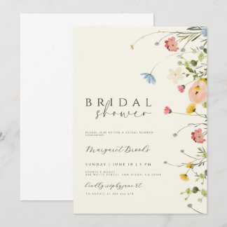 Boho Floral Bridal Shower Invitation, Wildflower Invitation