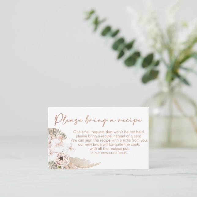 Boho Floral Bridal Shower Recipe Request Card (Standing Front)