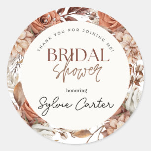 Boho Floral Bridal Shower Thank You Classic Round Sticker