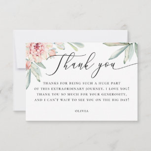 Boho Floral Bridal Shower Watercolor Botanical Thank You Card