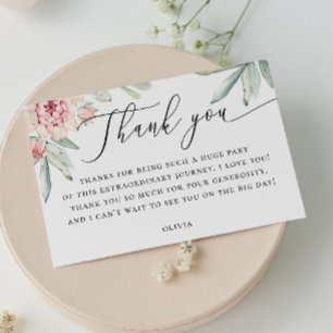 Boho Floral Bridal Shower   Watercolor Botanical Thank You Card