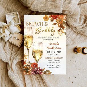 Boho Floral Brunch and Bubbly Bridal Shower Invitation