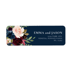 Boho Floral Burgundy Navy Adresse de retour Label