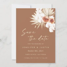 Boho Floral Burnt Orange Enregistrer la carte Date