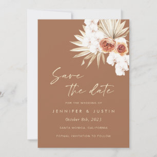 Boho Floral Burnt Orange Enregistrer la carte Date