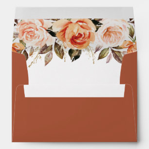 Boho Floral Burnt Orange Fall Wedding Envelope