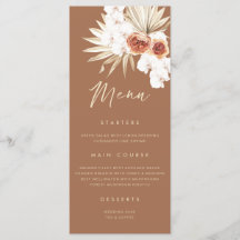 Boho Floral Burnt Orange Wedding Menu