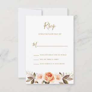 Boho Floral Burnt Orange Wedding RSVP Card