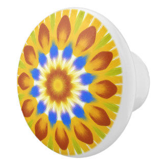 Boho Floral Burst Ceramic Knob