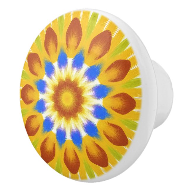 Boho Floral Burst Ceramic Knob (Right)