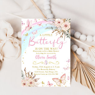 Boho Floral Butterfly Baby Shower Invitation
