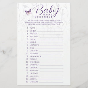 Boho Floral Butterfly Baby Shower Word Scramble