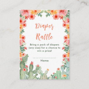 Boho Floral Cactus Baby Shower Diaper Raffle Enclosure Card