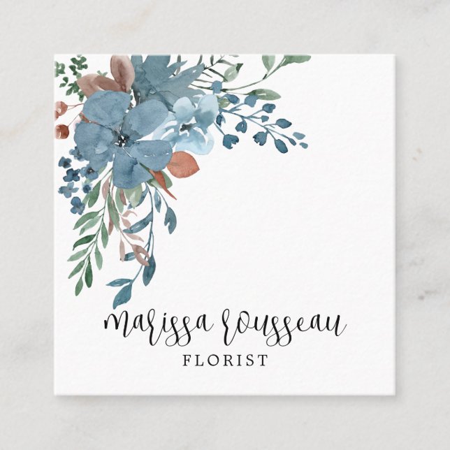 Boho Floral Carré Carte de visite (Devant)