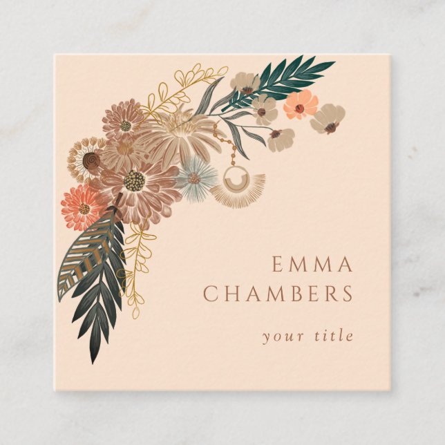 Boho Floral Carte de visite (Devant)