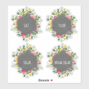 Boho Floral Chalkboard Kitchen Canister Label